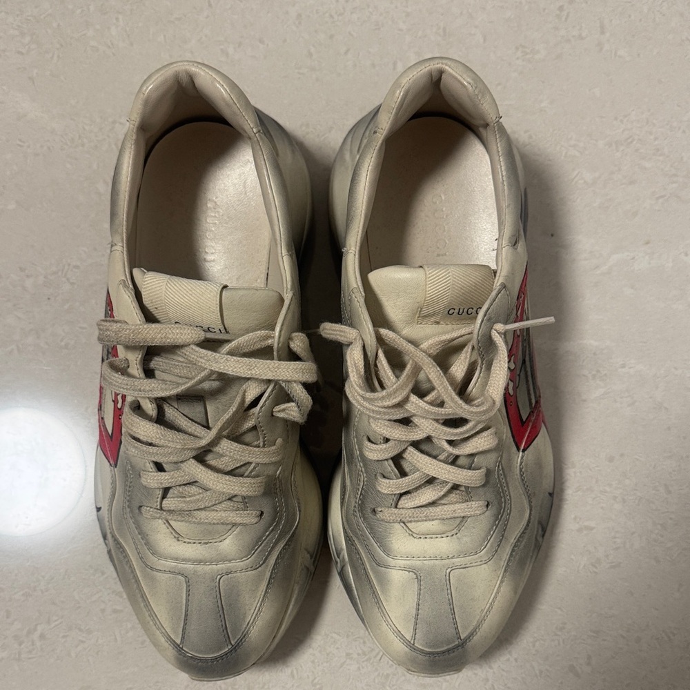 Gucci Beige and Red Sneakers